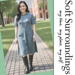 Soft Surroundings cozy hooded autumn knit loungewear dress
